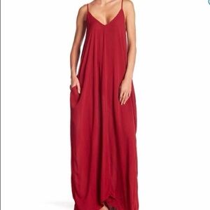 NWOT Love Stitch Women's Light Linen Simple Maxi Dress with pockets